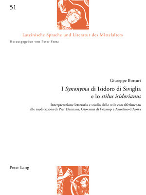 cover image of I «Synonyma» di Isidoro di Siviglia e lo «stilus isidorianus»